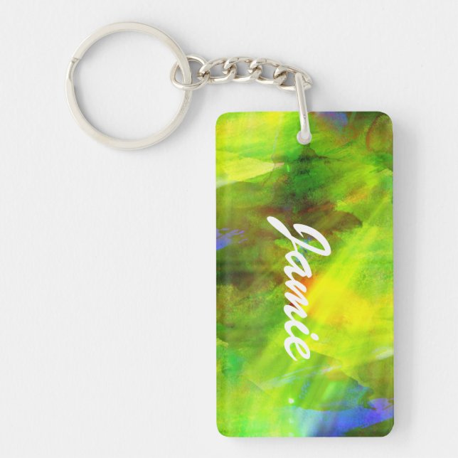colour abstract seamless background green, yellow key ring (Front)