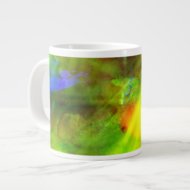 colour abstract seamless background green, yellow large coffee mug (Front Left)