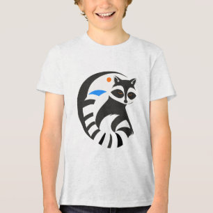 Colour Accent Racoon T-Shirt – Playful Wildlife Gr Tri-Blend Shirt