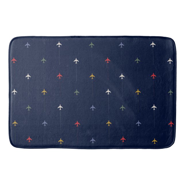 Colour Aeroplanes Aligned Side by Side Blue  Bath Mat (Front)