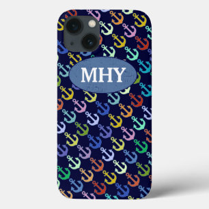 colour anchors pattern personalised iPhone 13 case