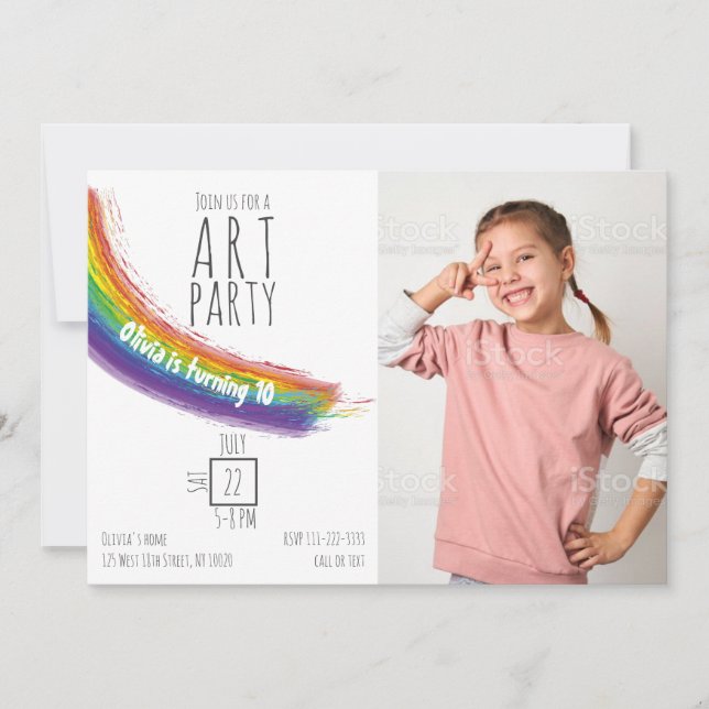 Colour Art Party Birthday Invitation (Front)