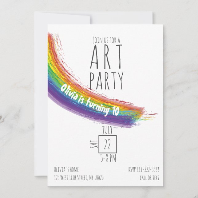 Colour Art Party Birthday Invitation (Front)