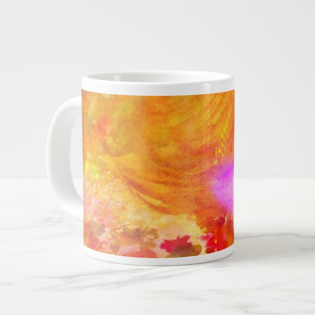 colour art seamless background yellow, orange large coffee mug (Front Left)