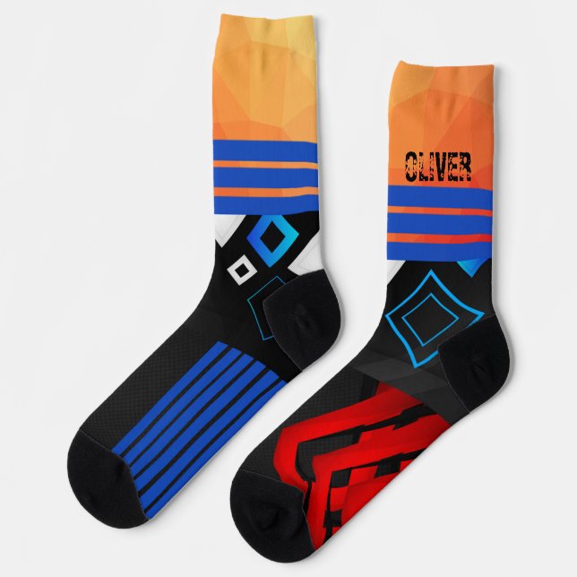 Colour astract geometic personalised socks (Left)