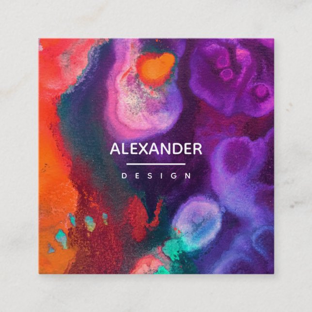 Colour Awakening | Abstract Expression Design Square Business Card (Front)