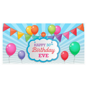 Colour Balloons Birthday Banner Party Decor-Any