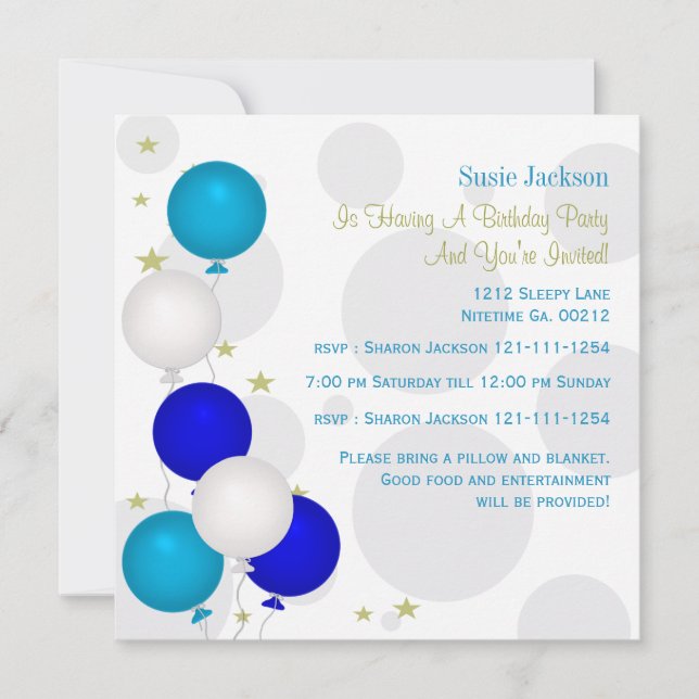 Colour Balloons Party Invitations (Front)