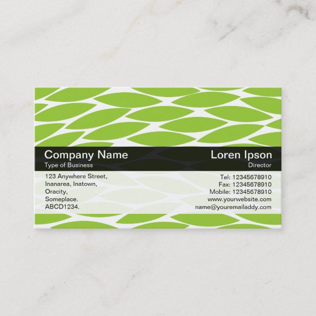 Colour Band - Black - Abstract Leaves - Martian Gr Business Card (Front)
