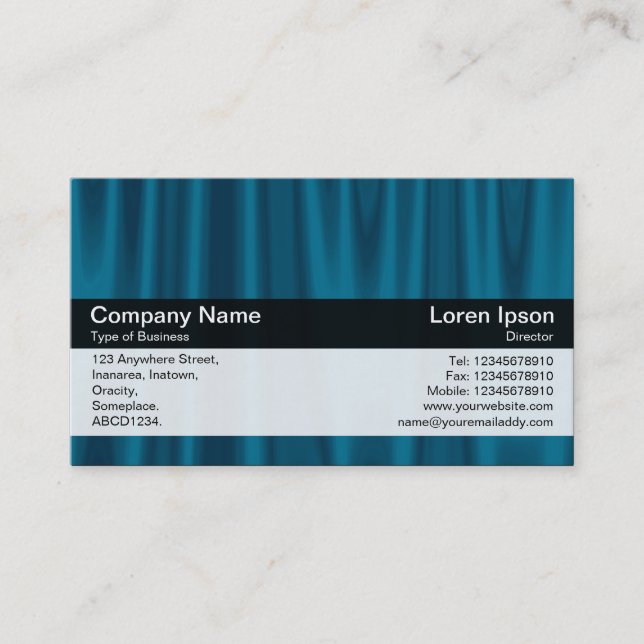 Colour Band - Black - Blue Drapery Business Card (Front)