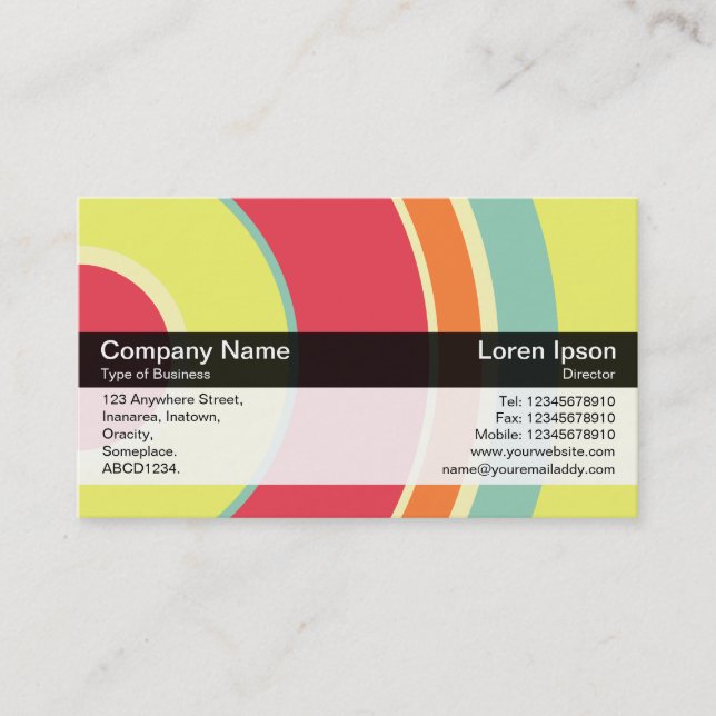 Colour Band - Black - Colourful  Circle 01 Business Card (Front)