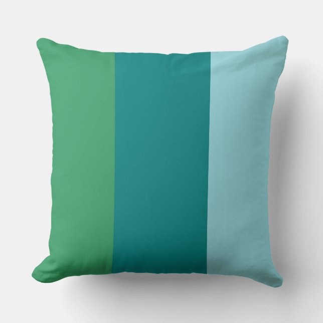 Colour Bands Three Shades Of Teal Blue Cushion (Front)