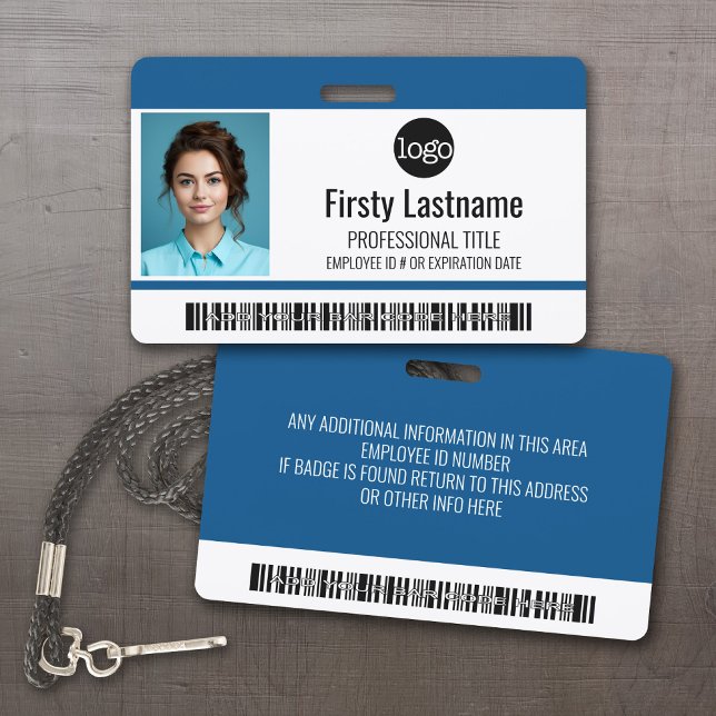 Colour Bar ID Employee Photo, Code, Logo, Name ID Badge (Custom Employee ID Badges - thick plastic with full color print)