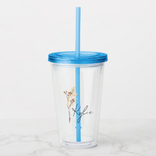 Colour Birth Flower Mug Floral Mug Personalised Gi Acrylic Tumbler