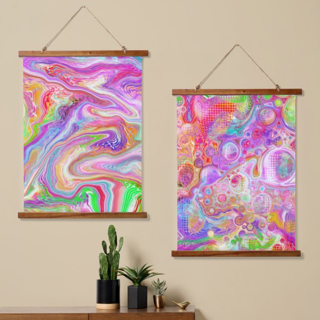 Colour Blast Marble Fluid Art Hanging Tapestry (Asymmetrical)