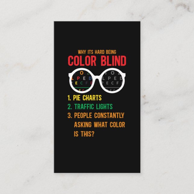 Colour Blind Blindness Test Eye Glasses Business Card (Front)