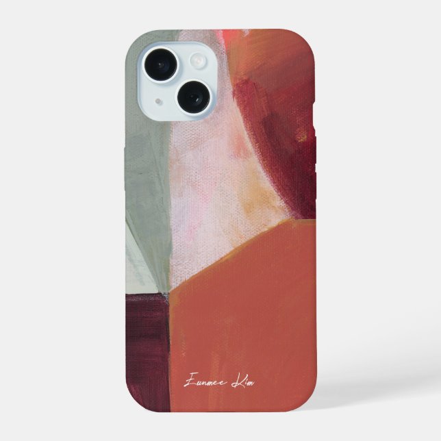 Colour block Abstract Art Personalised Name iPhone 15 Case (Back)