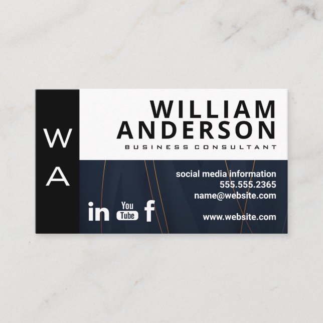 Colour Block Abstract Design | Social Media Icons Business Card (Front)