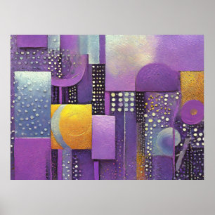 Colour Block Abstract Violet and Gold ID1043 Poster