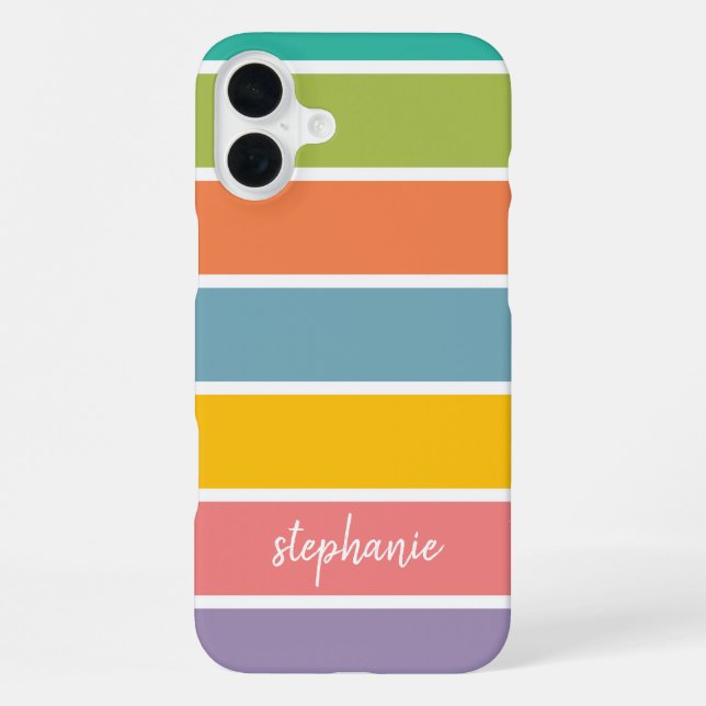 Colour Block and Handwritten Script Name iPhone Case (Back)