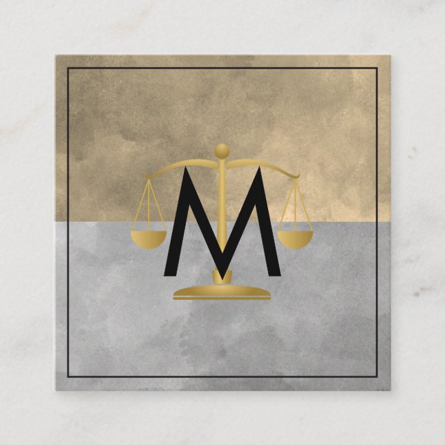 Colour Block Attorney At Law Justice Scale Square Business Card (Front)