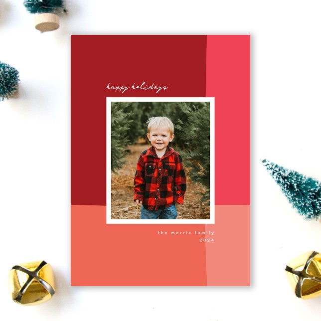 Colour Block Background Holiday Photo Card (Creator Uploaded)