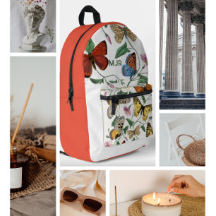 Colour block Butterflies Pink- Red Printed Backpack