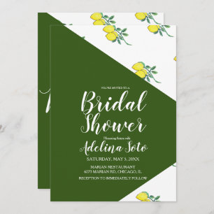 Colour Block Citrus Lemon Watercolor Bridal  Showe Invitation