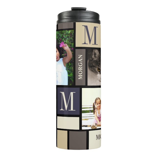 Colour Block Coastal Calm Monogram 4 Photo Thermal Tumbler (Front)