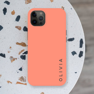 Colour Block   Coral Pink Minimalist Simple Name Case-Mate iPhone Case