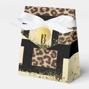 Colour Block Cream Ivory Black & Leopard Cheetah Favour Box
