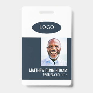 Colour Block Custom Logo Employee Name Barcode ID Badge