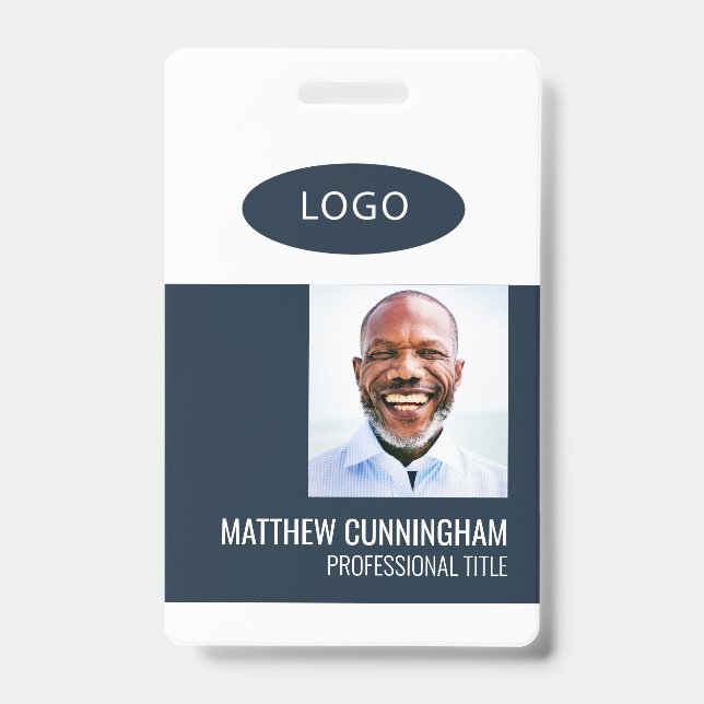 Colour Block Custom Logo Employee Name Barcode ID Badge (Front)