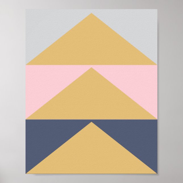 Colour Block Geometric Art in Blush, Navy, and Poster (Front)