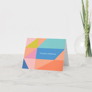 Colour Block Geometric Modern Personalised Folded Note Card