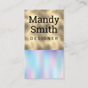 Colour Block Gold Foil   Holographic Gradient Business Card