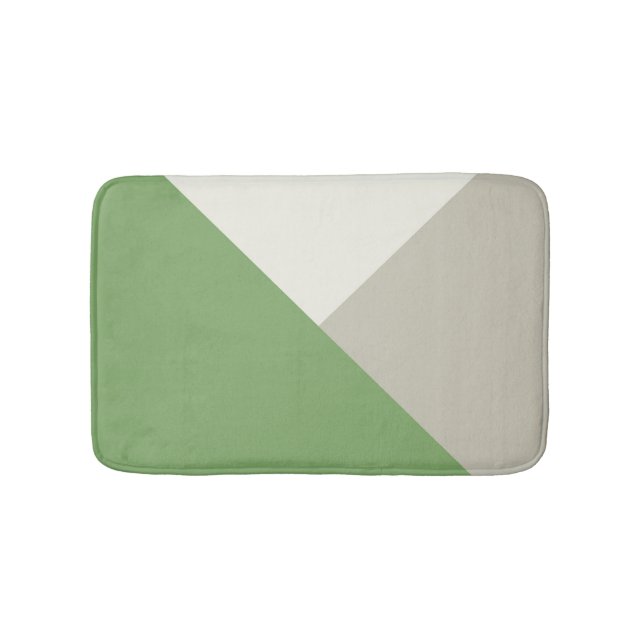Colour Block Green Beige Bath Mat (Front)