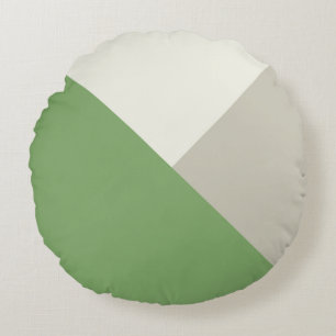 Colour Block Green Beige Round Cushion