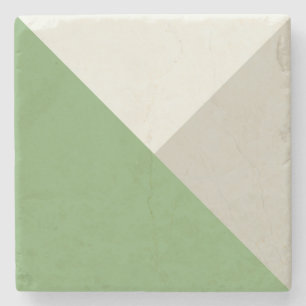 Colour Block Green Beige Stone Coaster