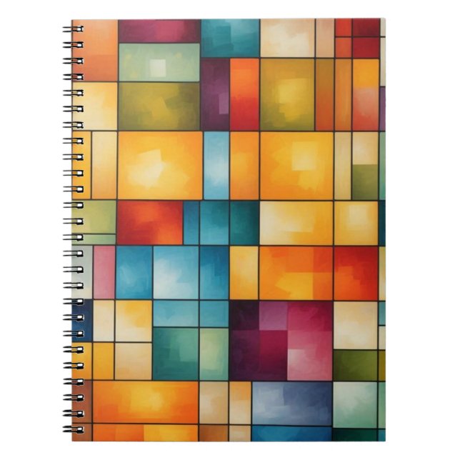 Colour Block Grid Abstract Art Notebook (Front)