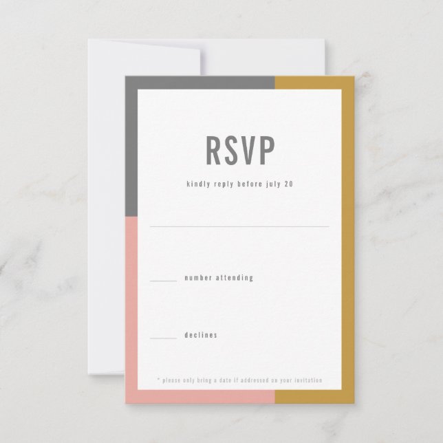 Colour Block Minimal Wedding RSVP Card (Front)