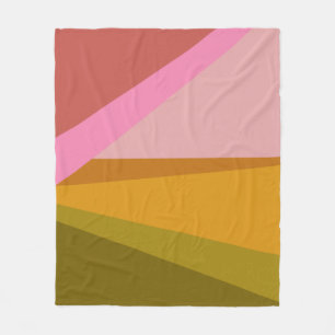 Colour Block Modern Geometric Art   Pink and Olive Fleece Blanket