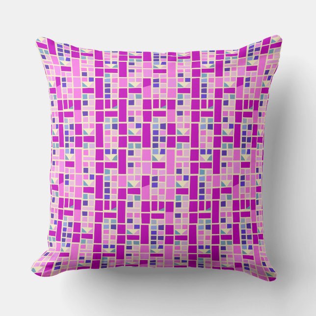 Colour Block Mosaic Throw Pillow – Dopamine Decor (Front)