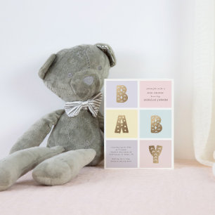 Colour Block Pastel Gold Baby Shower Invitation