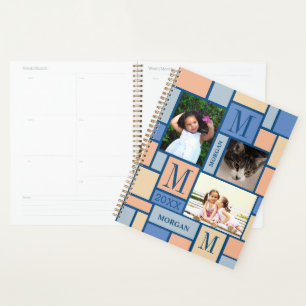 Colour Block Peach Blue 6 Photo Chic School Planner