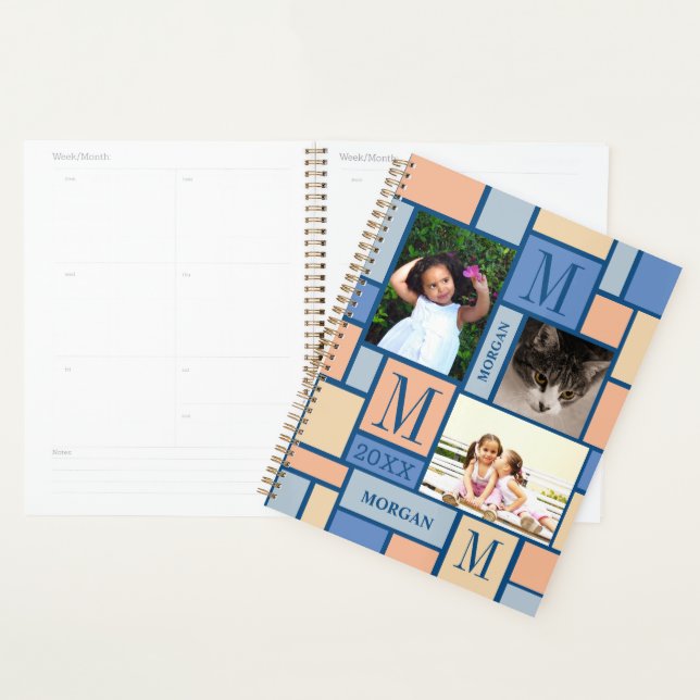 Colour Block Peach Blue 6 Photo Chic School Planner (Display)