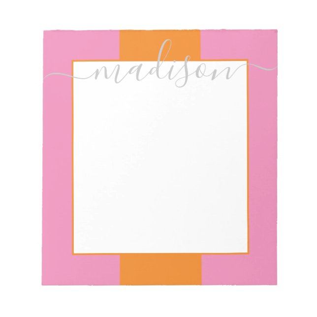 Colour Block Personalised Script Name Notepad (Front)
