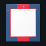 Colour Block Personalised Script Name Notepad<br><div class="desc">PreppyPrint.com - Add your personalised touch to this notepad. Click "personalise" then "customise" to change the font colour and size to adjust for the right look for your name. Transfer this design onto the products of your choice too! Please visit my designer store,  PreppyPrint.com,  for coordinating items.</div>