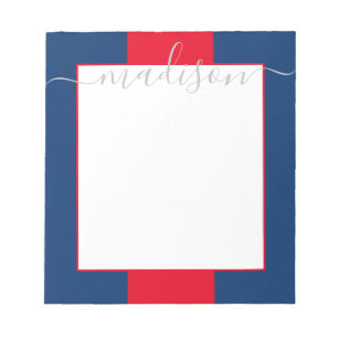 Colour Block Personalised Script Name Notepad