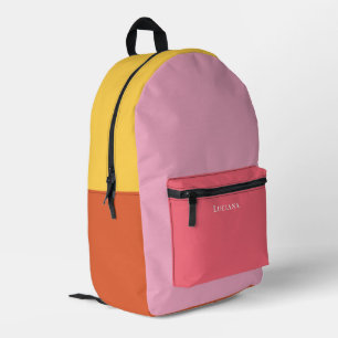 Colour Block Personalised with Name Printed Backpack